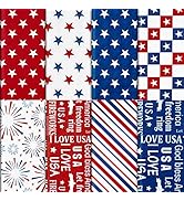 Whaline 120 Pcs Patriotic Tissue Paper Blue Red White Stars Stripe Wrapping Paper 4th of July Art...