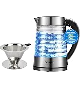 NKOVE Electric Glass Tea Kettle and Pour Over Coffee Dripper Filter