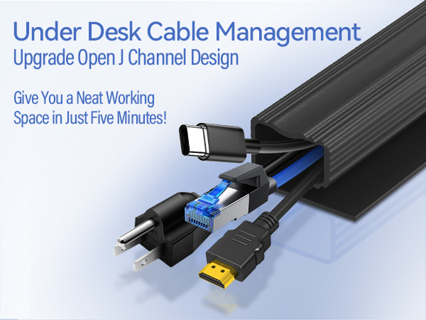 6 Pack Under Desk Cable Management Kit Easy Install Self-Adhesive Cable Organizer for Home & Office