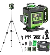Alloyman Laser Level with Tripod, 4 × 360° Self Leveling Laser Level, Nivel Laser Green Line Laze...