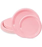 LIKAJON 50 Pcs Light Pink Paper Plates, 25 Pcs 9 Inch and 25 Pcs 7 Inch Disposable Dessert Plates...