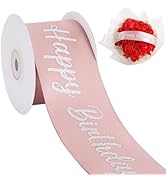 TONIFUL Glitter Rose Gold Happy Birthday Satin Ribbon 2 Inch x 10 Yards Wide Printed Shiny Ribbon...