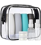 PACKISM TSA Approved Toiletry Bottles - 9 Pack Leakproof 3.4oz Silicone Travel Bottles for Toilet...