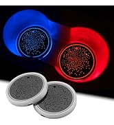 2Pcs LED Car Cup Holder Lights, 7 Colors Light Up Cup Coasters, USB Rechargeable Interior Lightin...
