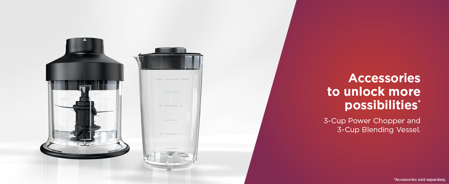 3-Cup Power Chopper and 3-Cup Blending Vessel.