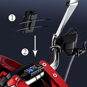 BATIGE Motorcycle USB Charger SAE To USB Adapter Quick Charge Type C and USB 3.0 install - 1