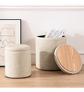 oakvivo Faux Leather Round Ottoman with Storage 12.6" W x 14.17" H & 14.76" W x 17.32" H Set of 2...