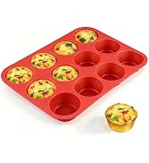 CAKETIME 12 Cups Silicone Muffin Pan - Nonstick Cupcake Pan 1 Pack Regular Size Silicone Mold for...