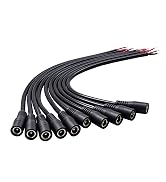 GGIPOWY DC Barrel Connector 5.5mmx2.5mm Female to Bare Wire, 1ft, 10-Pack | 18AWG DC Power Pigtai...