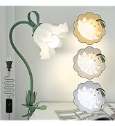 DSYHYL Clip on Light Flower Desk Lamp, LED Reading Light 3 Color Modes Eye-Caring Book Light Flex...