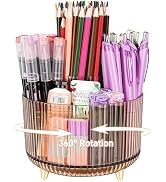 HUTUDD 360 Rotating Pen Pencil Holder for Desk, Pen Organizer with 5 Slots, Makeup Brush Holder, ...