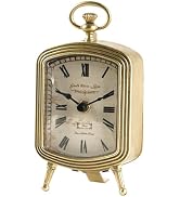 NIKKY HOME Small Vintage Gold Table Clock, Retro Elegant Silent Battery Operated Metal Decorative...