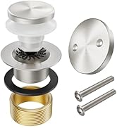 Yaseingoo Brushed Nickel Bathtub Drain Stopper and Overflow Kit, Solid Brass Tip-Toe Bath Tub Dra...