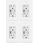 4 Pack 20A GFCI Outlet with USB Ports(Type A & C, 4.8A/24W Total Output), GFI Electrical Outlet w...