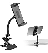 ROCKFREE Clip Tablet Holder with Heavy-Duty Gooseneck Arm,360° Adjustable Mount for Desk,Table,Ki...