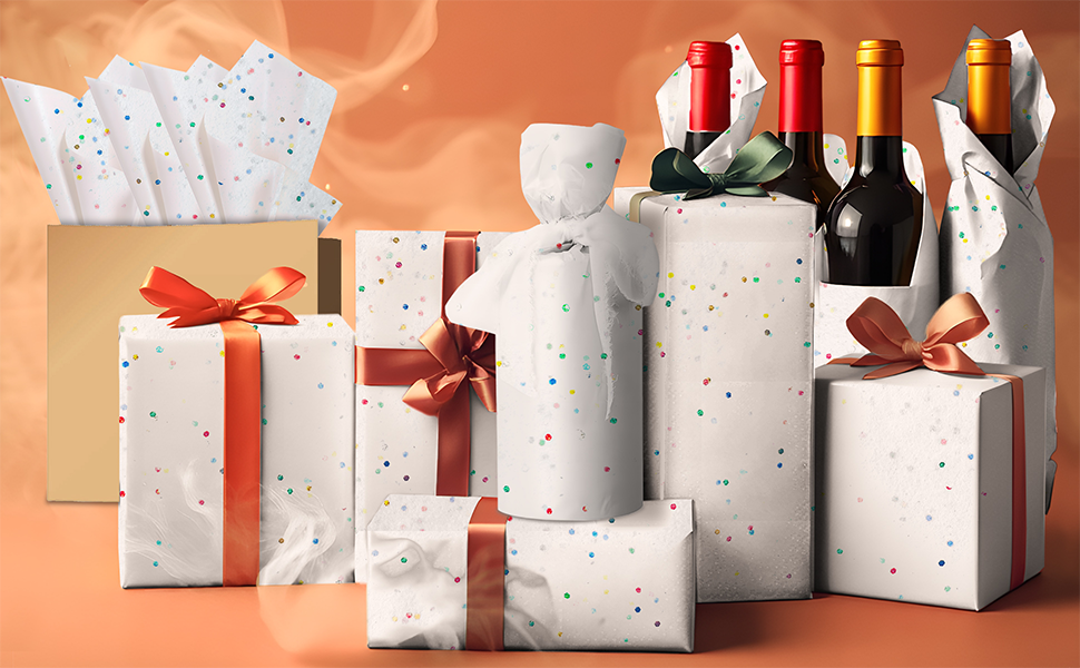 White Glitter Tissue for Holiday