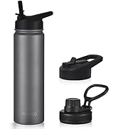 mininoo 24 oz Insulated Water Bottle with Straw, Stainless Steel Double Wall Vacuum Thermos with ...