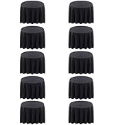 Surmente 10 Pack Black Tablecloth for Round Tables, 120-inch Round Table Cloths for Weddings, Ban...