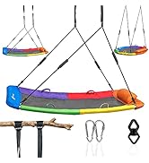 Tree Swing Saucer Swing for Kids Outdoor – Rectangle (60’’ x 32’’) for Tree – Hanging Swing with ...