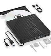 Ultra-Portable 5-in-1 External Blu-ray Drive: USB 3.0 & USB-C DVD/CD Burner, BD Reader with Dual ...