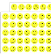 2000 Pack - 0.5" Smiling Happy Smile Face Stickers, Yellow
