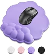 Mouse Pad Wrist Support, Cloud Mousepad with Memory Foam Wrist Rest, Non-Slip PU Base Gaming Leat...