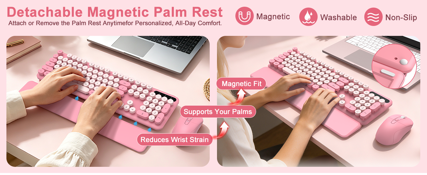 Pink Wireless Keyboard and Mouse Combo