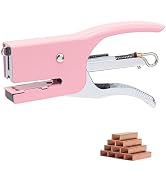 XiowDow Tiny Stapler with Mini Staples Pink Plier Stapler with 1000pcs Rose Gold No.10 Staples Mi...