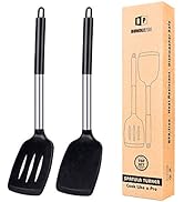 Pack of 2 Silicone Solid Turner,Non Stick Slotted Kitchen Spatulas,High Heat Resistant BPA Free C...