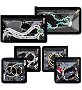 LingLingo Travel Jewelry Organizer Pouch - 6 PCS Double-sided Velvet Zippered Bag Set with 2 Larg...