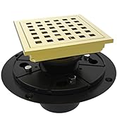 WEBANG 4 Inch Square Shower Floor Drain with Flange,Quadrato Pattern Grate Removable,Food-Grade S...