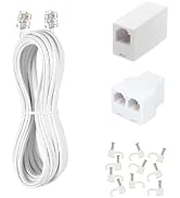 Menewstart Long Telephone Extension Cord 6FT, White, Phone Cable Line Wire with Standard RJ11 Plu...