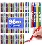 FUMILE 24 Sets of 4 Colors Crayons (96 Count), Crayons Bulk Individual Packs, Non-Toxic Mini Cray...