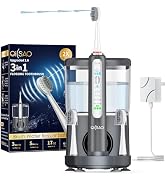 Water Flosser Electric Toothbrush Combo, 3 Brush Heads & 1 Jet Tip | Advanced 2.0 Sonic Electric ...