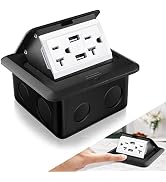 Hoolerry 1 Pack Pop up Floor Outlet Kit Waterproof Electrical Outlet Cover Box with 4.8A USB Char...