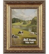 Splinterix 5x7 Gold Picture Frame, Ornate Vintage Picture Frames for Wall or Tabletop Display, 5x...