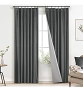 Yakamok Grey Room Darkening Velvet Blackout Curtains Window Treatments with Pinch Pleated Elegant...