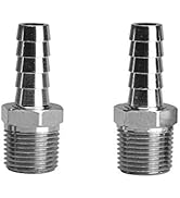 Beduan Stainless Steel 3/8" Hose Barb to 3/8" Male NPT Home Brew Fitting Water Fuel Air (Pack of 2)