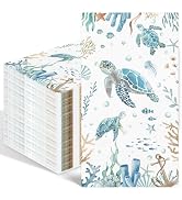 IANFEPH 100 Pcs Summer Ocean Paper Napkins Coastal Turtle Disposable Hand Towels Under the Sea De...