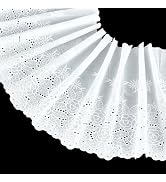 FINGERINSPIRE 3 Yards White Eyelet Cotton Trim 10.6inch Wide Cotton Lace Trim Floral Embroidery L...