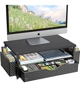 Spacrea Desk Organizer and Accessories, Computer Monitor Stand Riser with Drawer and 2 Pen Holder...