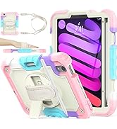 SEYMAC stock iPad Mini 6 Case 8.3’’ 2021 with Screen Protector Pencil Holder [360 Rotating Hand S...