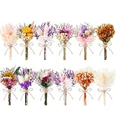 LawnIdyll 12/24 PCS Charming Dried Flowers Bouquet for Vase Various Dried Wildflowers with Stems ...
