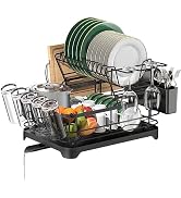 ROTTOGOON Large Dish Drying Rack, 2-Tier Stainless Steel for Kitchen Counter, Durable Dish Draine...