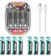 Dlypow DH4 1.5V &1.2V AA AAA Battery Charger and 8 Pack 2800mAh True High Capacity AA Rechargeabl...
