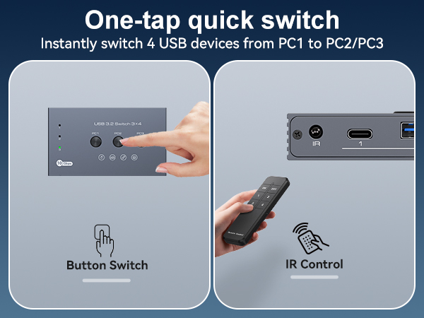 THXCDBID USB 3.2 Switch 3 PC Sharing 4 USB Port