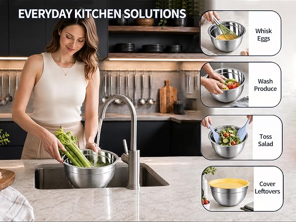 kitchen prep; whisk eggs; toss salad; wash produce; leftovers; Xyingshine picture part of AI