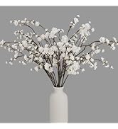 Geegoods 10 Stems White Faux Flowers for Vase – Real Touch Baby Breath Branches, Long Stem Artifi...