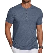 COOFANDY Men's Soft Henley Short Sleeve T Shirts Casual Basic Shirt with Pocket 3 Button Tees Sum...