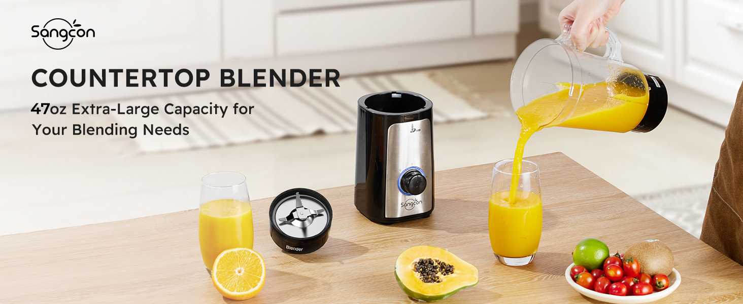 Sangcon 47 oz countertop blender pitcher for juice, smoothies, and shakes